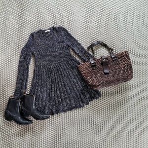 Metallic Silk Dress - Midnight